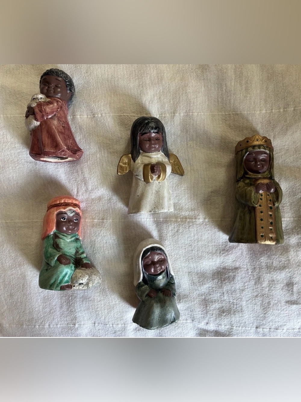 Vintage Christmas Black African American Nativity PARTIAL Set Mary Angel King